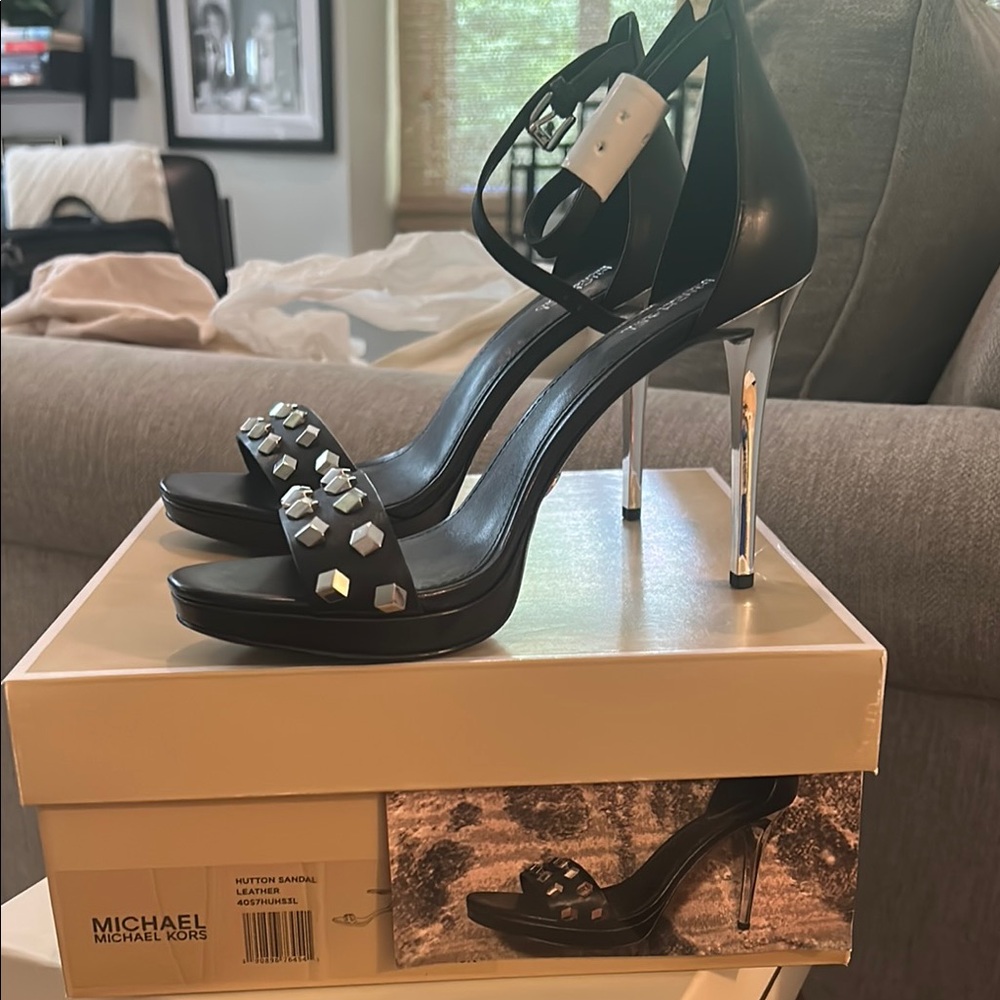 Michael Kors Black Stiletto Heels with Straps